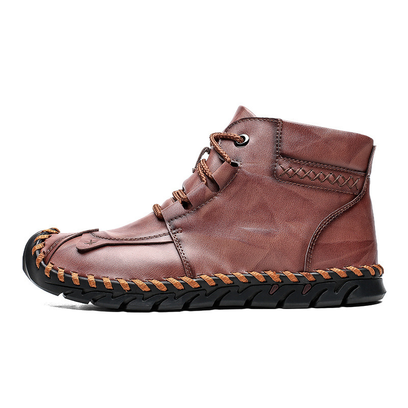 Leather shoes leather men casual shoes - Image 9