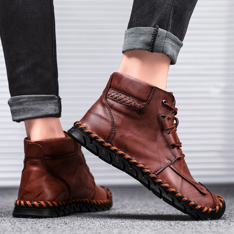Leather shoes leather men casual shoes - Image 7